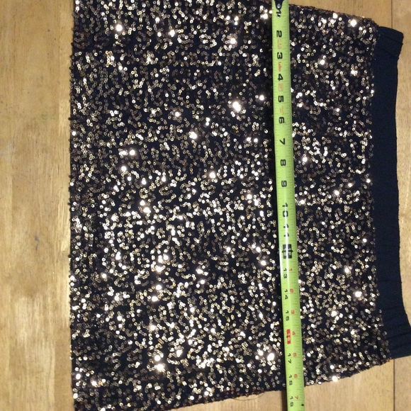 Black Gold Sequin Mini SKIRT Strapless TOP L - Picture 5 of 9